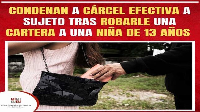 Condenan a cárcel efectiva a sujeto tras robarle una cartera a una niña de 13 años 