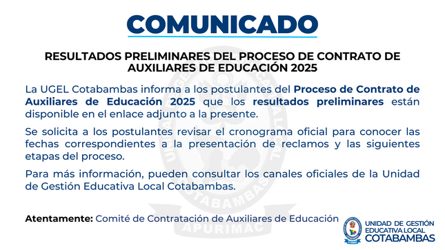 Comunicado esultados preliminares