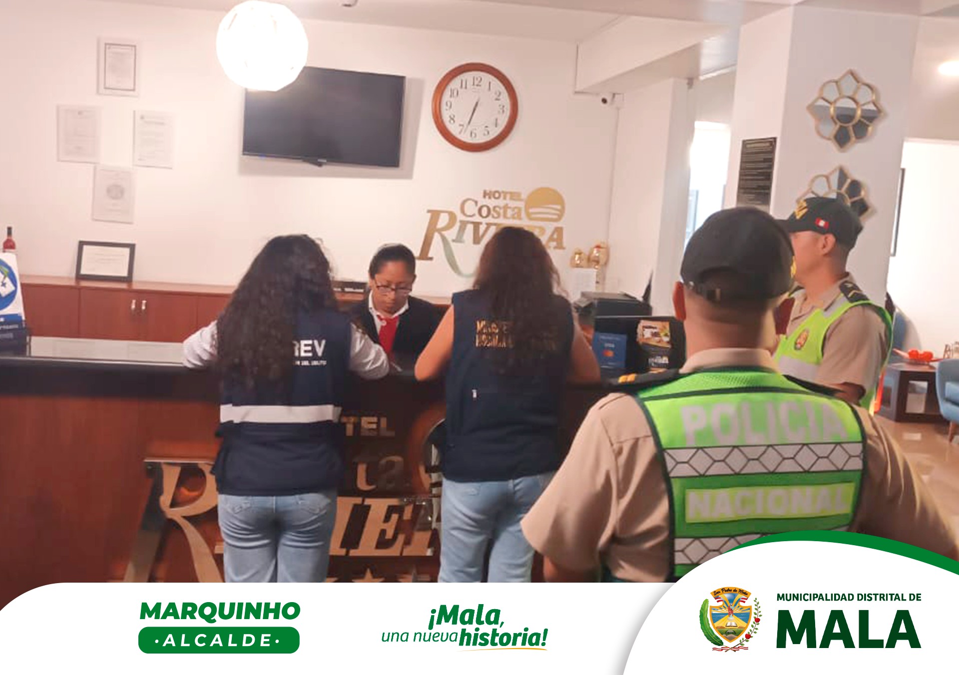La Municipalidad Distrital de Mala a través de La Subgerencia de Fiscalización y Control Municipal, Subgerencia de Seguridad Ciudadana y Subgerencia de Gestión de Riesgo de Desastres, realizaron en conjunto con la Fiscalía Provincial Transitoria Especializada en Prevención del Delito de Cañete y efectivos de la Comisaria de Mala, un operativo inopinado a los hoteles y hospedajes de nuestra jurisdicción, con la finalidad de verificar que las actividades de alojamiento se desarrollen de acuerdo y en cumplimiento de la normativa vigente, sobre la permisión del ingreso de menores de edad en compañía de sus padres o apoderados acreditados.
Fueron intervenidos los locales "Hostal Nandos", "Hotel Costa Riviera", "Casa Hospedaje Azul", "Hospedaje Marchand" y "Hospedaje Amarun", donde se verificó si las habitaciones de estos establecimientos se encuentran en buenas condiciones, además de contar con licencia de funcionamiento, Certificado de Inspección Técnica de Seguridad en Edificación (ITSE), libro de registros, certificado de fumigación, extintores y botiquines. En la inspección, se pudo constatar que algunos de los establecimientos visitados, tienen algunas deficiencias en el cumplimiento de sanidad y no contaban con la documentación necesaria, por lo que se levantó un acta de inspección, a fin de que subsanen las irregularidades observadas, y si en próximos operativos no hay una regularización, se multará e incluso a clausurar el local.
Estas acciones de intervención inopinadas y en coordinación con otras instituciones continuarán ejecutándose a fin de salvaguardar la integridad y salud de todos los vecinos.
Desde nuestra gestión, trabajamos siempre para salvaguardar la seguridad y tranquilidad de nuestra comunidad maleña.
#𝙈𝙖𝙡𝙖, 𝙪𝙣𝙖 𝙣𝙪𝙚𝙫𝙖 𝙝𝙞𝙨𝙩𝙤𝙧𝙞𝙖