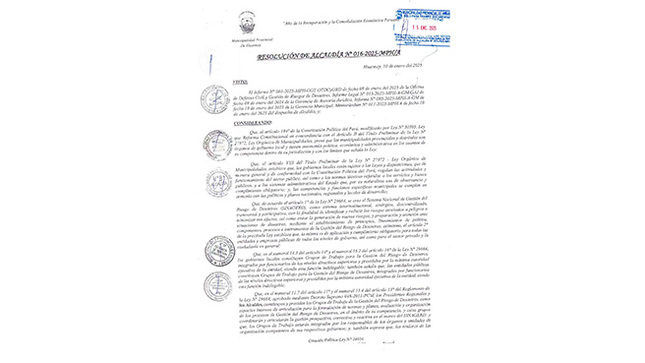Conformación del grupo de trabajo de gestión de riesgo de desastres de la municipalidad provincial de Huarmey