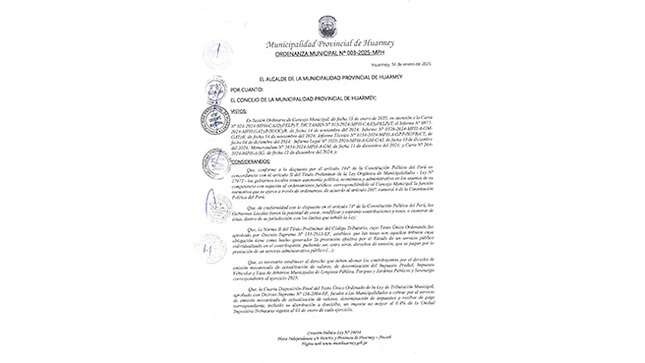 Ordenanza Municipal Nº 003-2025-MPH