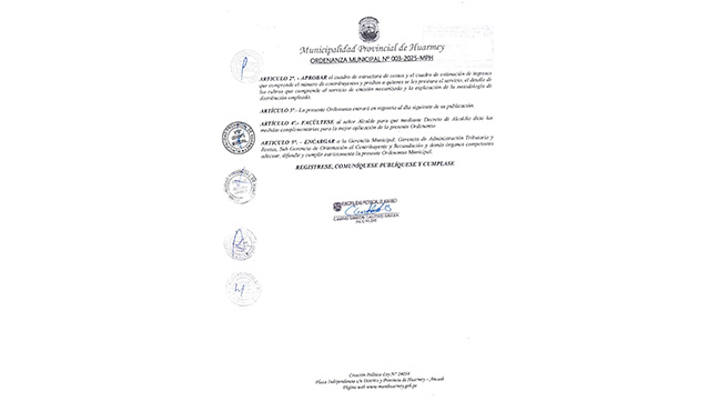 Ordenanza Municipal Nº 003-2025-MPH
