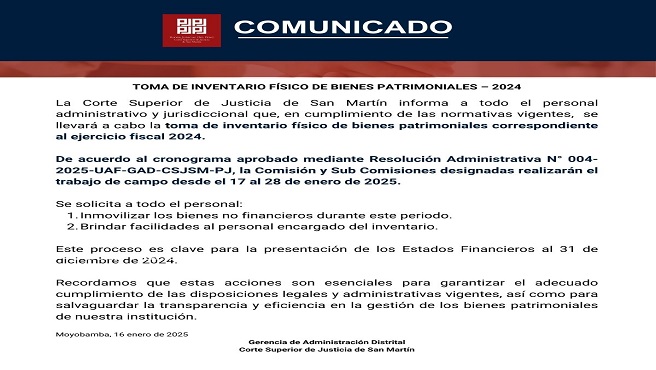 Toma de Inventario Físico de Bienes Patrimoniales - 2024