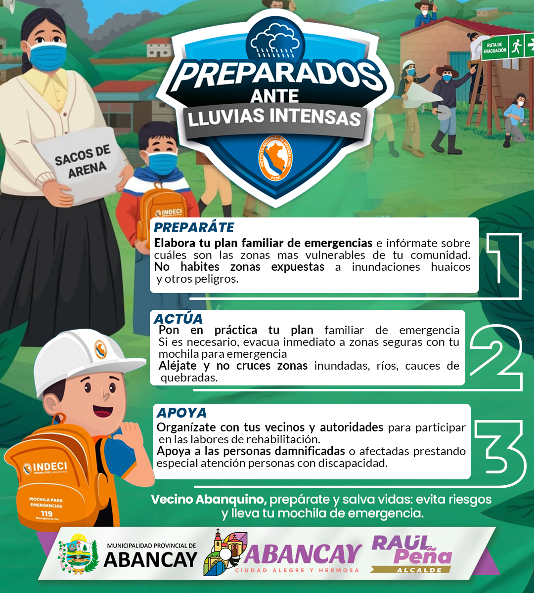 💯#AbancayPrevenido 🌧️ PREPÁRATE ANTE LA TEMPORADA DE LLUVIAS INTENSAS 🌧️