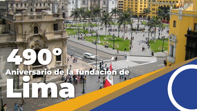 aluda en el 490º aniversario de la fundación de Lima, de manera especial a su alcalde Rafael López Aliaga, cuerpo de regidores, funcionarios y vecinos