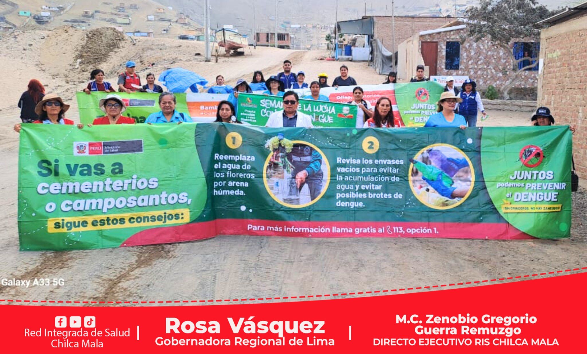 RIS Chilca Mala: Pasacalle “Quítale el agua al zancudo y adiós dengue” en el anexo de Olof Palme, en el distrito de Chilca - Cañete.