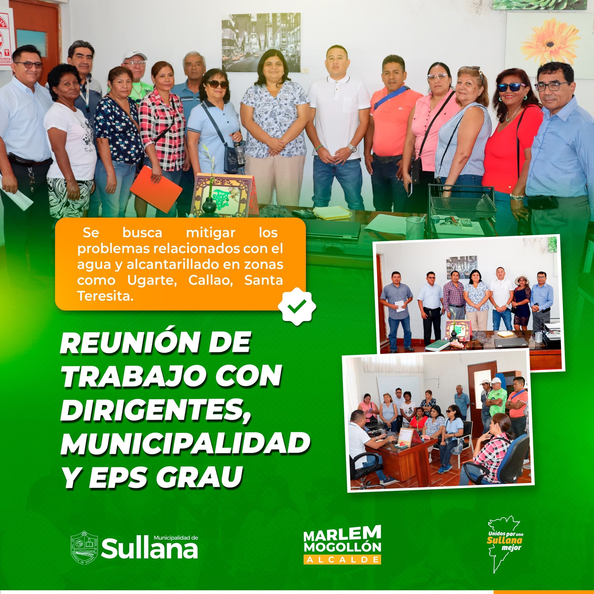 Reunión de trabajo con dirigentes, Municipalidad y EPS Grau para solucionar problemática de agua y alcantarillado