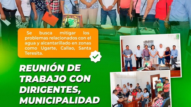 Reunión de trabajo con dirigentes, Municipalidad y EPS Grau para solucionar problemática de agua y alcantarillado

