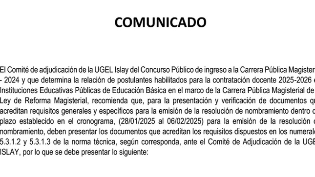 Comunicado: Recomendaciones para la presentación y verificación de documentos que acreditan requisitos para la emisión de RD