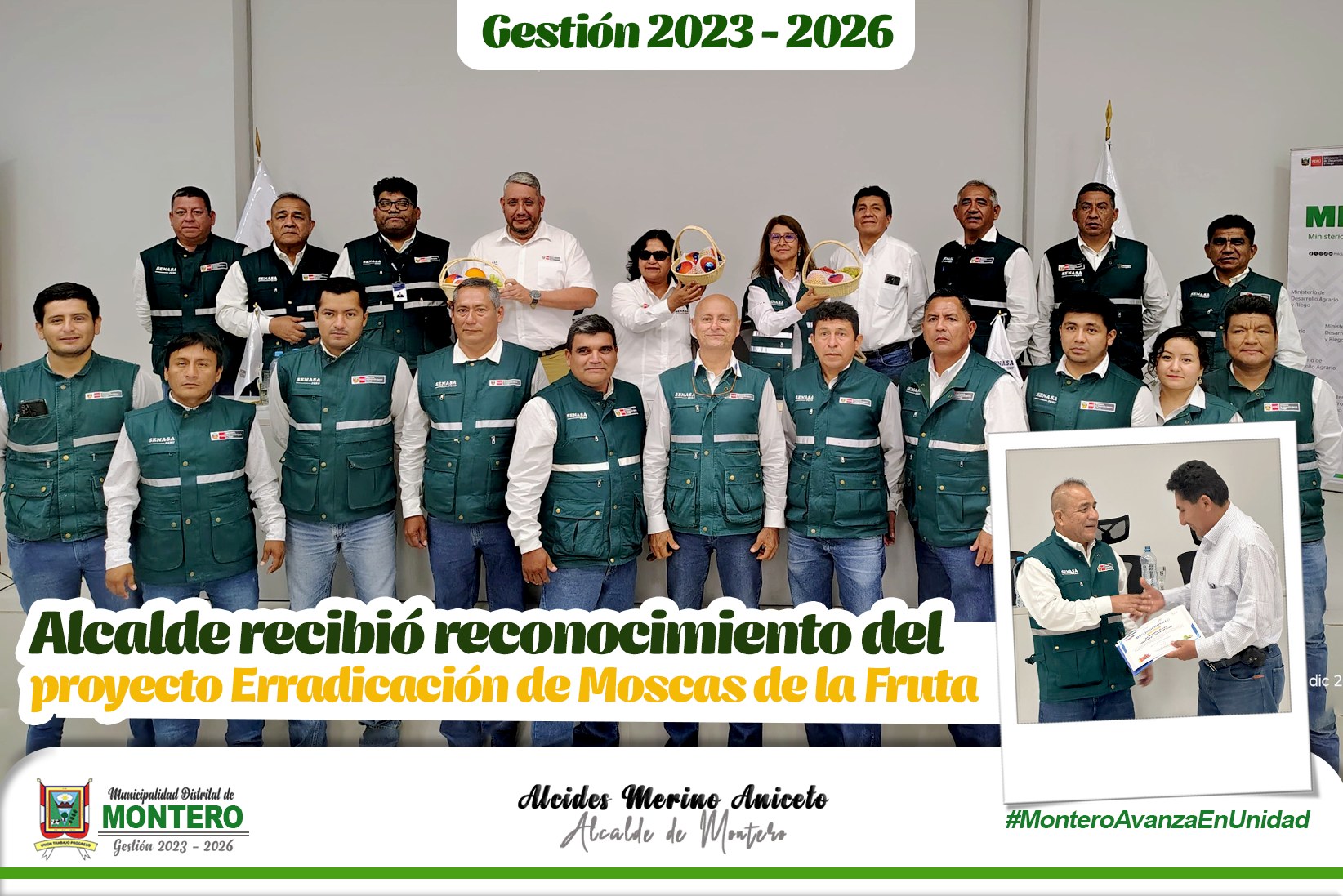 Alcalde de Montero Recibió Reconocimiento por parte del Proyecto de Erradicación de moscas de fruta