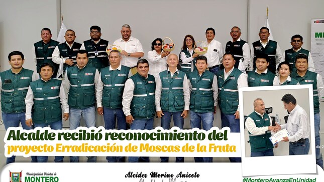  Alcalde de Montero Recibió Reconocimiento por parte del Proyecto de Erradicación de moscas de fruta 