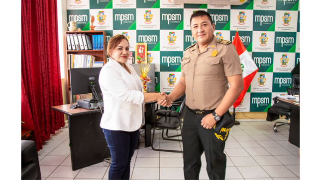 Reunión de coordinación con el comisario PNP de Tarapoto. 