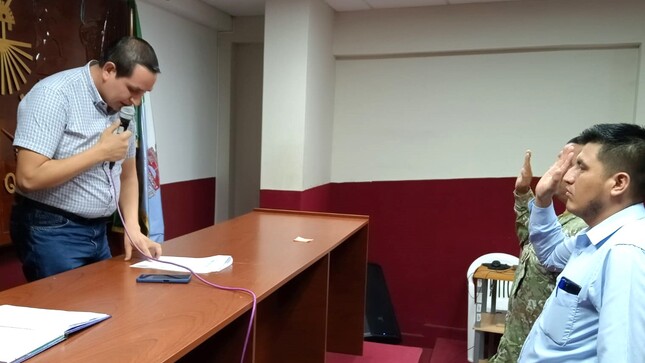 La autoridad edil, juramentó a los nuevos integrantes del Coprosec subprefecto de San Ignacio Aníbal García Cruz y al teniente coronel