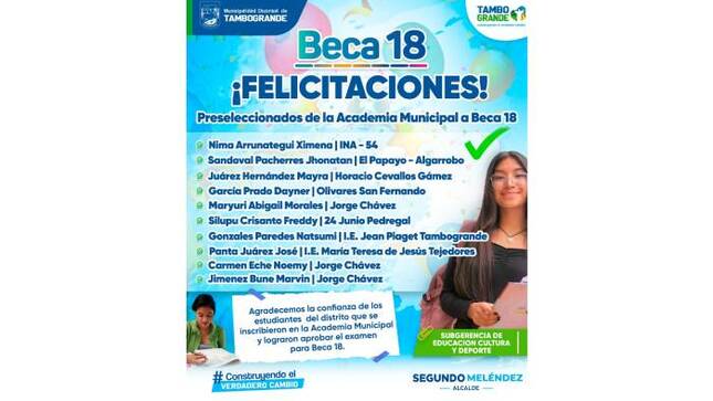  ¡Jóvenes tambograndinos rumbo al éxito! 