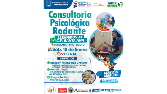 MDT aperturará servicio psicológico rodante en el c.p Santa Ana