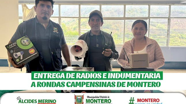  MDM Realiza Entrega de Radios E Indumentaria a Rondas Campesinas de Montero 