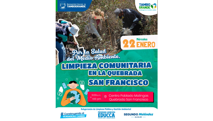 MDT lidera jornada de limpieza comunitaria en la Quebrada San Francisco