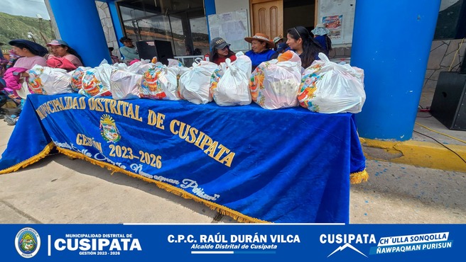 Entrega de canastas saludables del proyecto Salud Alimentaria en Cusipata