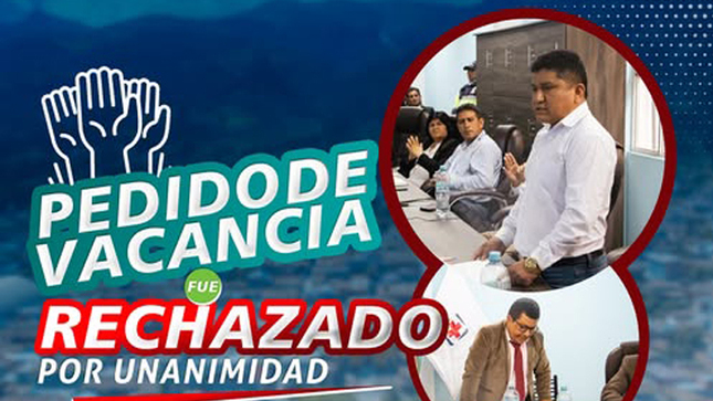 Concejo municipal no aprobó pedido de vacancia