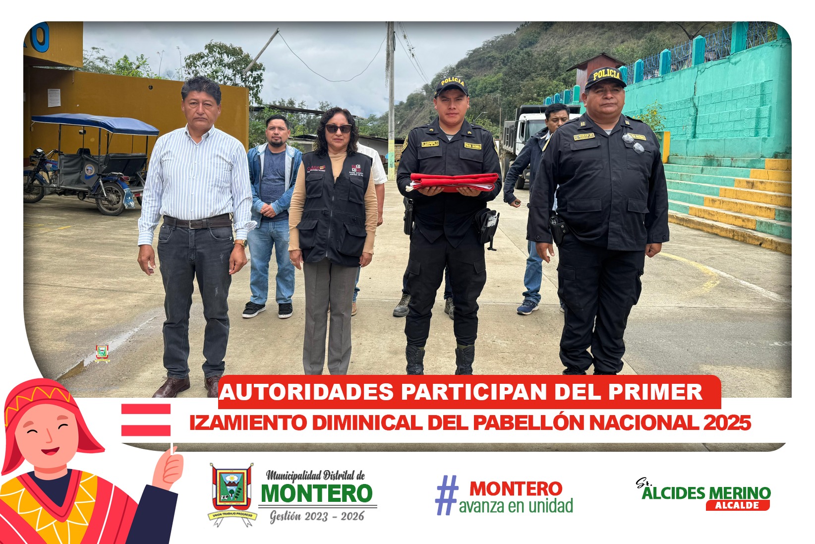 Autoridades Participan Del Primer Izamiento Dominical del Pabellón Nacional 2025