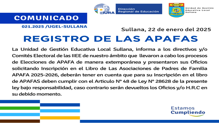 Comunicado N°021-2025