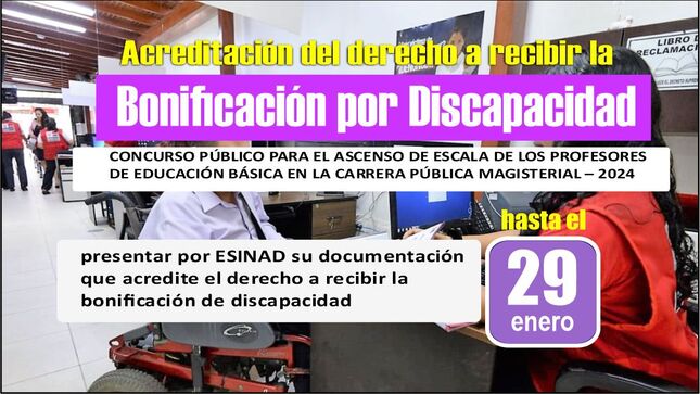 Acreditación del derecho a recibir bonificación de discapacidad
