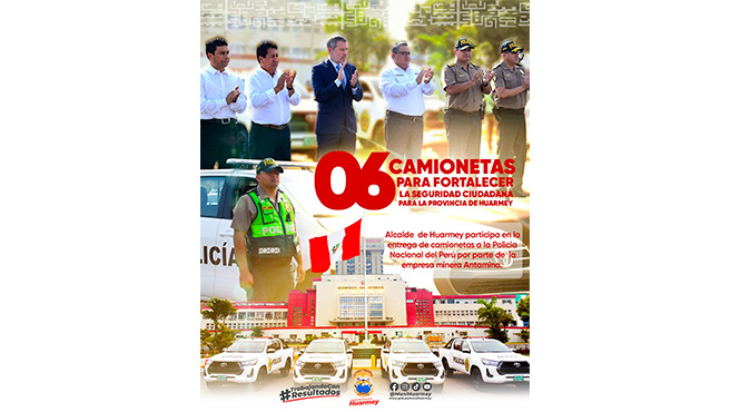 Alcalde de Huarmey participa en la entrega de camionetas a la policía nacional del Perú por parte de la empresa Antamina