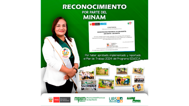 MINAM otorga reconocimiento a la MPSM.