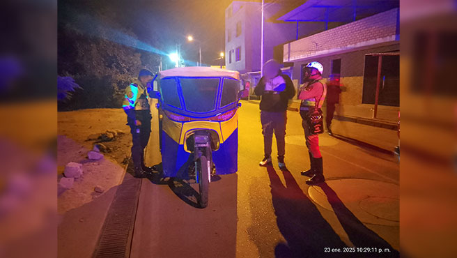 Serenazgo y PNP intervienen mototaxi en el sector Ancón