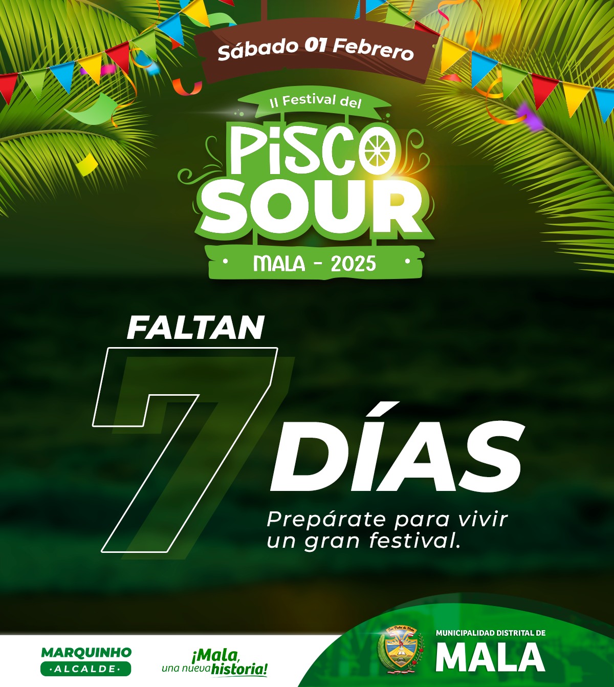 Prepárate para vivir una experiencia única que desbordará tus sentidos, donde la frescura del pisco y la pasión de los productores maleños se mezclan en una celebración sin igual.
Sábado 01 febrero
Inicio: 1:00 p.m.
Playa Bujama Baja
𝙈𝙖𝙡𝙖, 𝙪𝙣𝙖 𝙣𝙪𝙚𝙫𝙖 𝙝𝙞𝙨𝙩𝙤𝙧𝙞𝙖