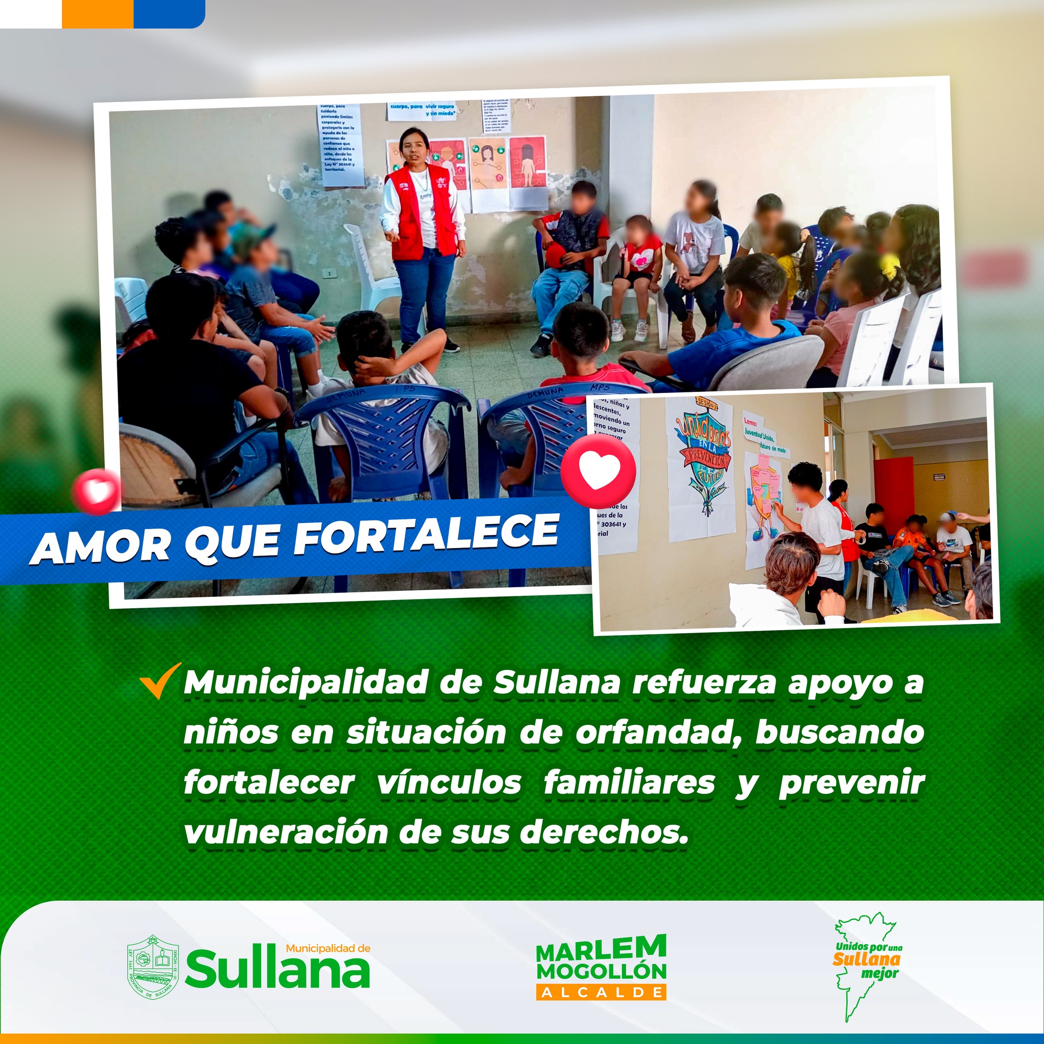 Municipalidad de Sullana refuerza apoyo a niños en situación de orfandad con programa de competencias parentales
