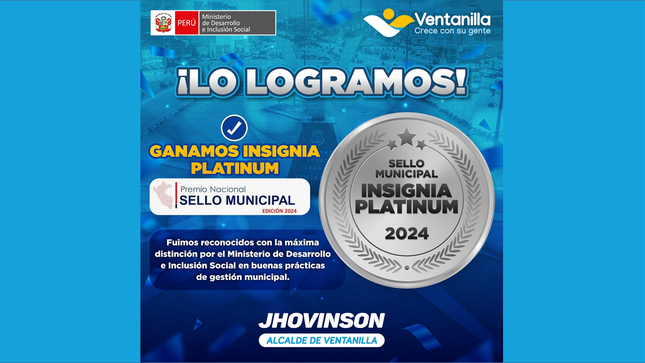Obtuvimos el Sello Municipal ‘Insignia Platinum’ por promover buenas prácticas en gestión y acciones a favor de la niñez y el desarrollo infantil temprano. 🎖️