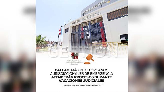 Corte del Callao dispone más de 30 Órganos Jurisdiccionales de Emergencia que atenderán procesos durante vacaciones judiciales