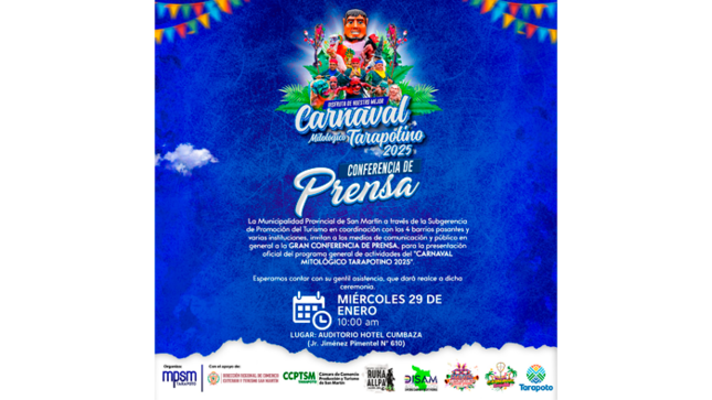 Conferencia de prensa "Carnaval Mitológico Tarapotino 2025".