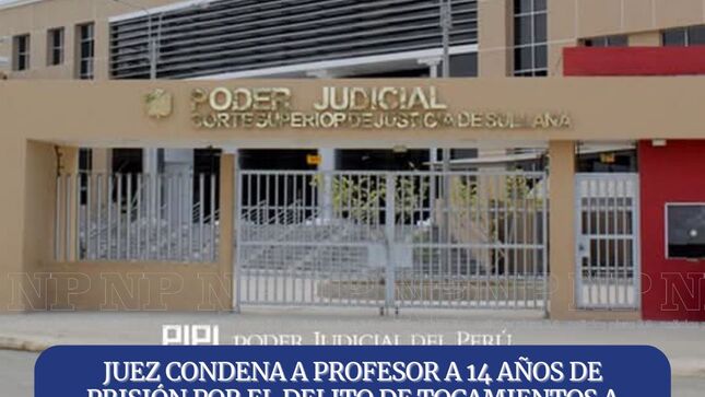 [CONDENAN A DOCENTE] Sentencian a profesor de computación a 14 años de prisión por tocamientos a su estudiante 
El Juzgado Penal de Sullana condenó a 14 años de prisión efectiva al docente Julier José Bellido Dioses al hallarlo culpable del delito contra la indemnidad sexual, en la modalidad de tocamientos indebidos a menor de 11 años de edad en forma agravada, ya que la víctima es estudiante en la institución educativa donde laboraba.
El sentenciado era profesor de Computación en un colegio del distrito de Negritos, Talara y el 04 de junio del año pasado, la alumna agraviada quien había sido seleccionada para participar en un concurso de historietas interactivas, llegó al aula para ser preparada por el acusado y es ahí donde habría aprovechado para tocarle diferentes partes de su cuerpo. Tras increparle su accionar, se retiró a su casa y contó a su madre lo ocurrido quien de inmediato denunció el hecho a la comisaria, procediendo la Policía a detener al docente.
Los magistrados se han basado para esta condena en la prueba anticipada, entrevista única en cámara Gesell, donde la agraviada declara la forma y circunstancia cómo habrían ocurrido los hechos. 
El delito está previsto en el tipo penal 176 A del Código Penal, con el agravante de ser docente, con el arraigo laboral establecido y el vínculo existente de ser su alumna. 
El tribunal ha probado con grado de certeza este delito y fija además en 6 mil soles la suma por concepto de reparación civil, 3 mil por daño personal y 3 mil por daño moral.