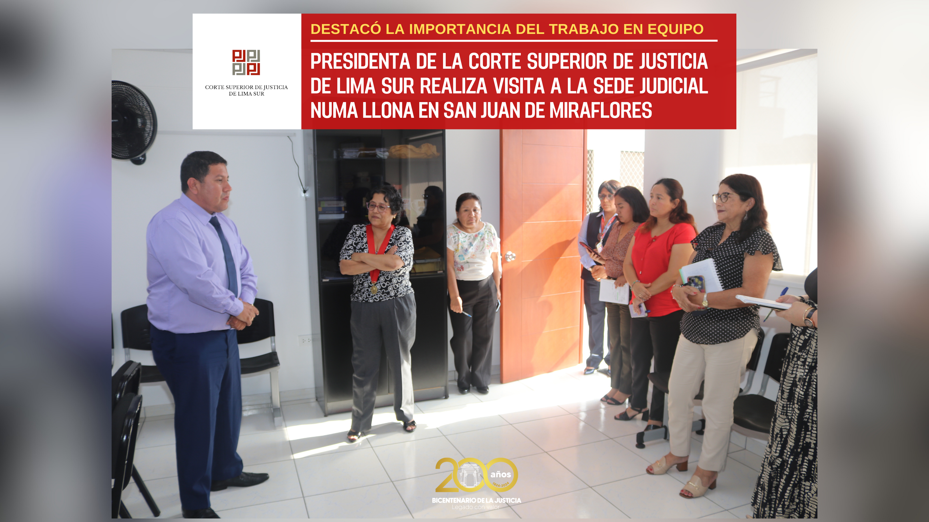 Presidenta de la Corte Superior de Justicia de Lima Sur realiza visita a la sede judicial Numa Llona en San Juan de Miraflores