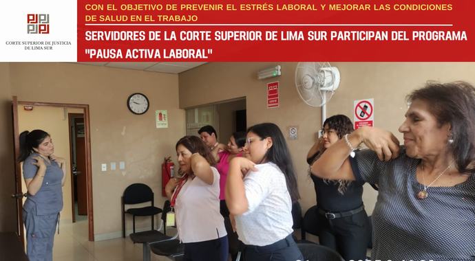 Servidores de la Corte Superior de Lima Sur participan del Programa "Pausa activa laboral"