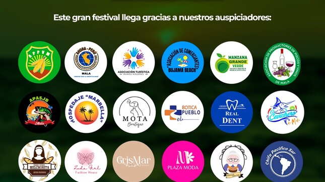 🔰Queridos vecinos de Mala, queremos expresar nuestro más sincero agradecimiento a las asociaciones, empresas y negocios que hacen posible de que se lleva a cabo este gran II Festival del Pisco Sour Mala 2025.

¡Gracias a su apoyo!

𝙈𝙖𝙡𝙖, 𝙪𝙣𝙖 𝙣𝙪𝙚𝙫𝙖 𝙝𝙞𝙨𝙩𝙤𝙧𝙞𝙖 🌄