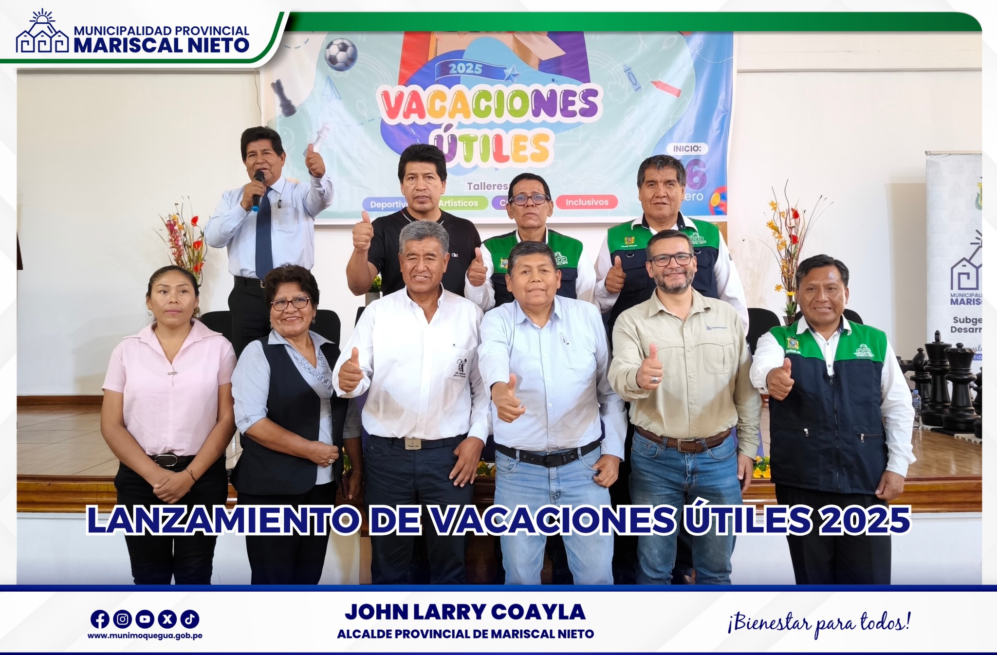En un evento lleno de entusiasmo y participación, se llevó a cabo el lanzamiento oficial de las Vacaciones Útiles 2025 de la Municipalidad Provincial Mariscal Nieto, en colaboración con AngloAmerican.