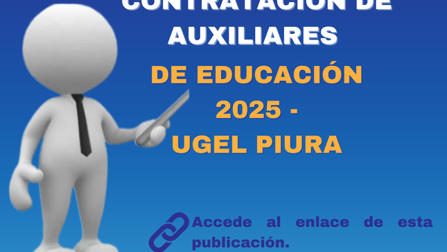 Plazas vacantes (actualizado) para contratación de auxiliares de educación 2025 - UGEL Piura
