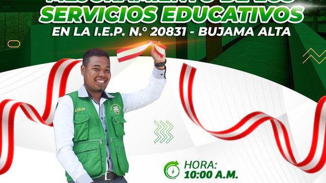 🔔 ¡Estimados vecinos de Mala! La Municipalidad Distrital de Mala tiene el honor de invitarlos a la ceremonia de inauguración de una importante obra que beneficiará a la educación de nuestro distrito. 
📅Fecha: Jueves 30 de enero de 2025
🕙 Hora: 10:00 a.m.
📌Lugar: I.E.P. N.° 20831 - Bujama Alta
¡Los esperamos! 🙋‍♂🙋‍♀
𝙈𝙖𝙡𝙖, 𝙪𝙣𝙖 𝙣𝙪𝙚𝙫𝙖 𝙝𝙞𝙨𝙩𝙤𝙧𝙞𝙖 🌄