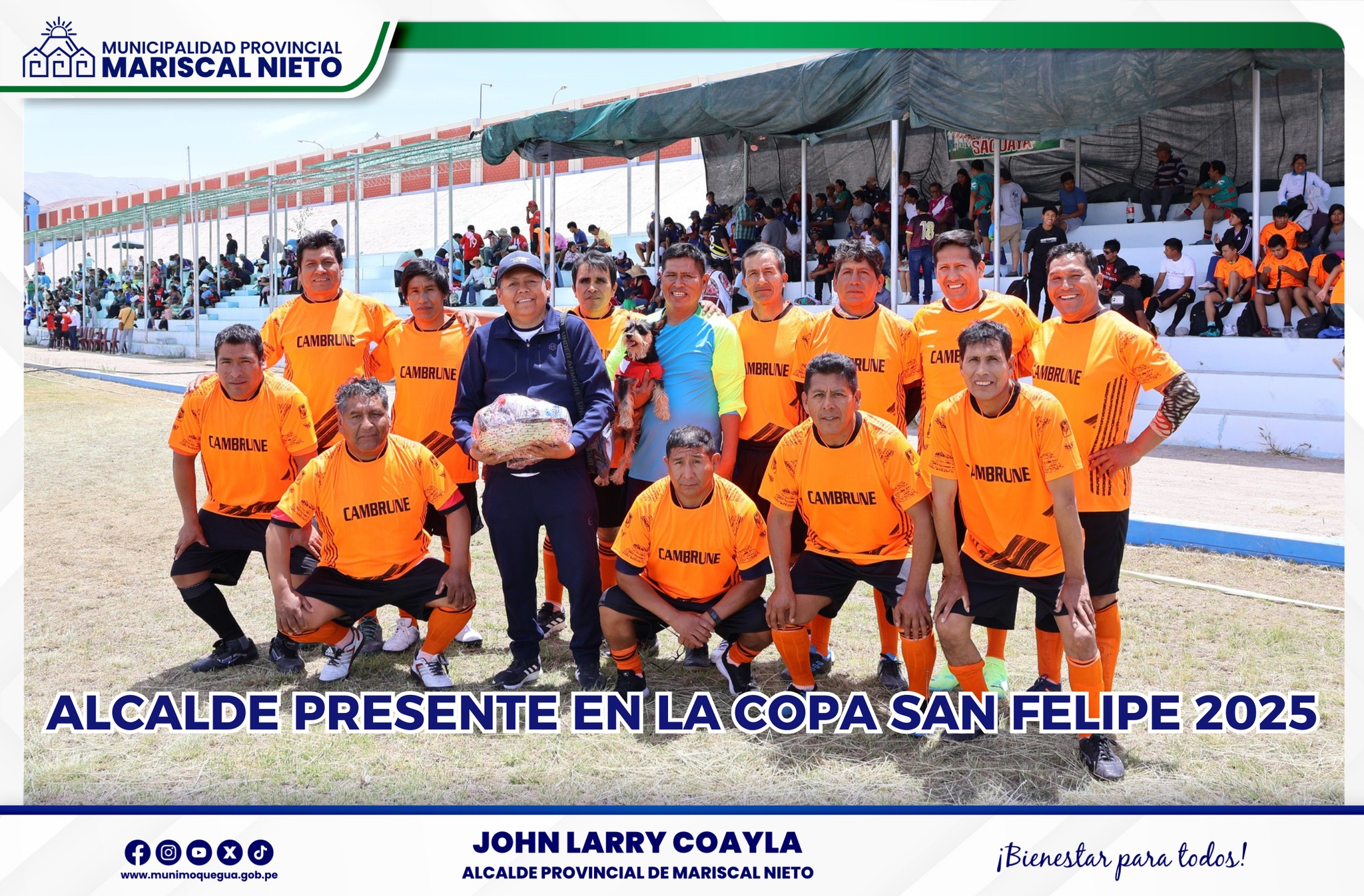 El alcalde provincial John Larry Coayla, demostró una vez más su compromiso con la comunidad y el deporte, participando activamente en el Campeonato de Fútbol Confraternidad San Felipe 2025.