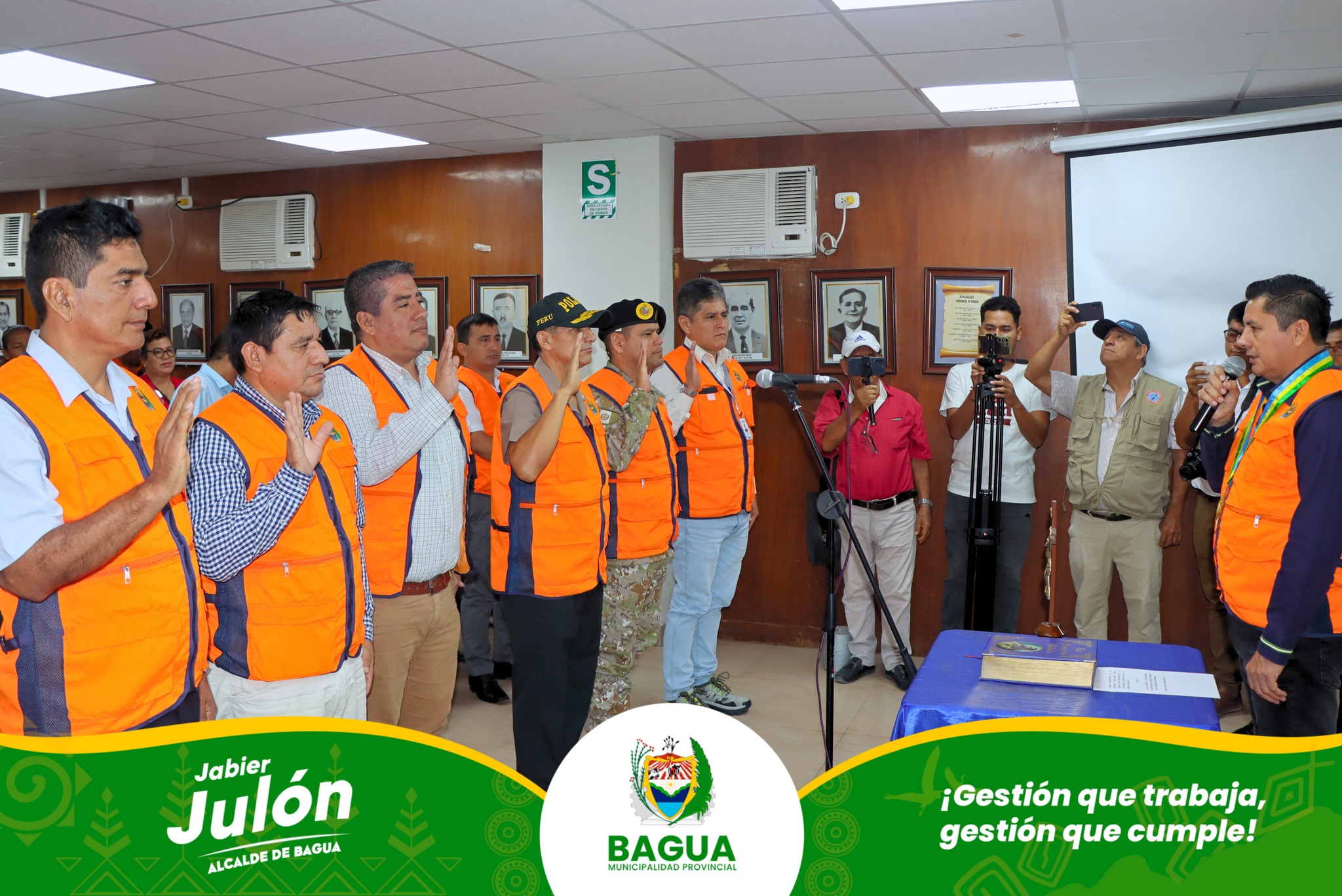 Alcalde Jabier Julón juramentó a miembros del Grupo de Gestión de Riesgos y Defensa civil de Bagua