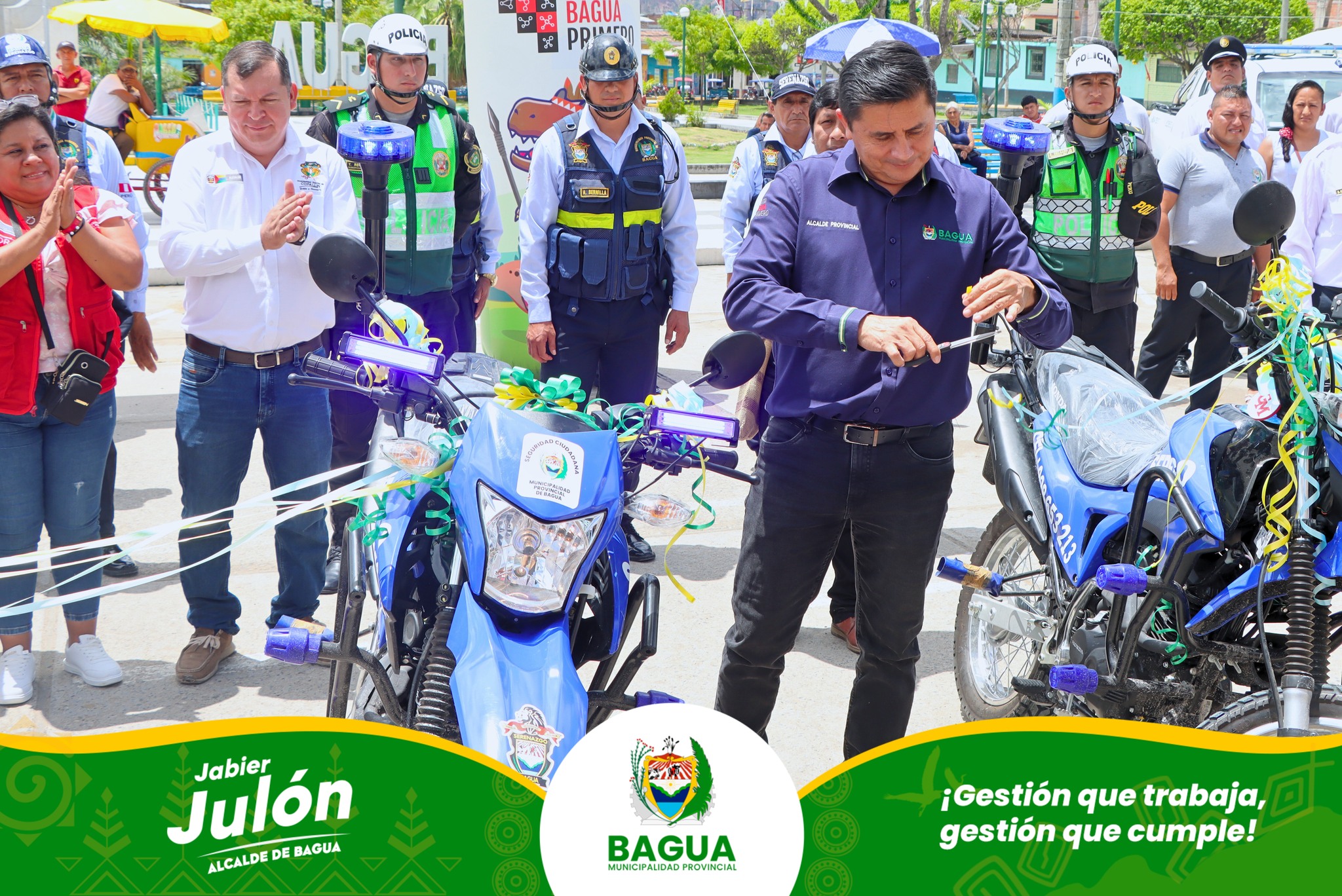 Alcalde Jabier Jul贸n entreg贸 nuevas motocicletas a serenazgo
