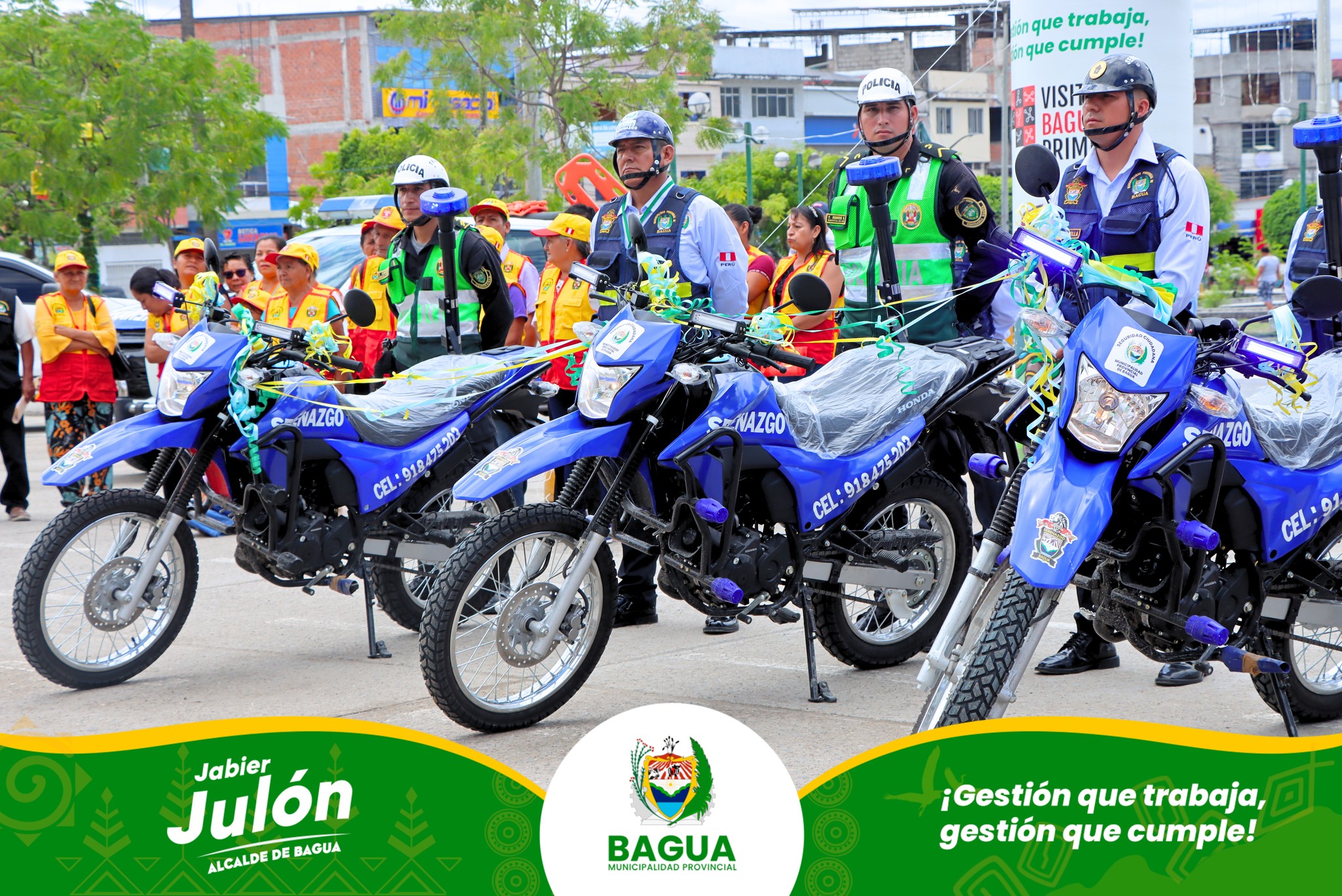 Alcalde Jabier Jul贸n entreg贸 nuevas motocicletas a serenazgo