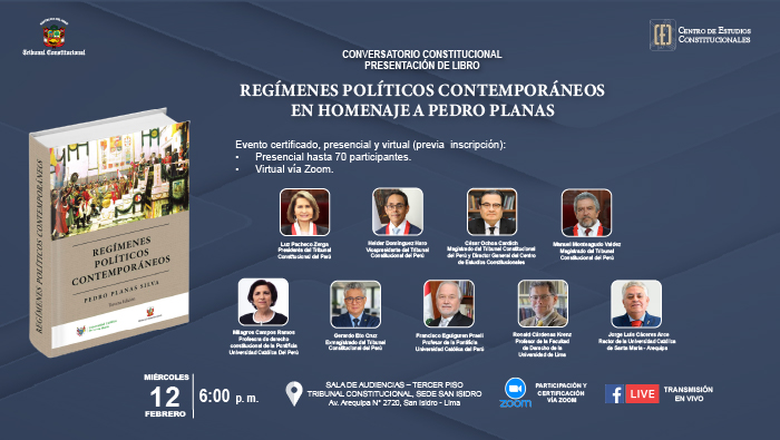 TC realizará conversatorio y presentación del libro regímenes políticos contemporáneos en homenaje a Pedro Planas