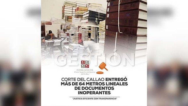 Corte del Callao entregó 64.88 metros lineales de documentos inoperativos