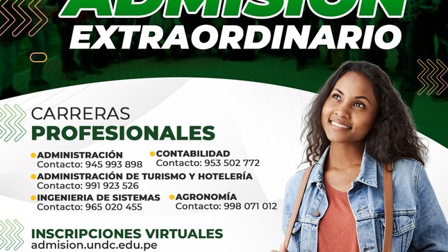 📢 La Municipalidad Distrital de Mala te invita a ser parte del Examen de Admisión de la Universidad Nacional de Cañete y dar un gran paso hacia tu futuro académico.
✅ Examen de Admisión Extraordinario
📅 Fecha: 10 de febrero
✅ Examen de Admisión Ordinario - B
📅 Fecha: 22 de febrero
Carreras Disponibles:
🟩 Administración
🟩 Contabilidad
🟩 Administración de Turismo y Hotelería
🟩 Ingeniería de Sistemas
🟩 Agronomía
💻 Inscripciones Virtuales: admision.undc.edu.pe
¡No pierdas la oportunidad de comenzar tu camino universitario!