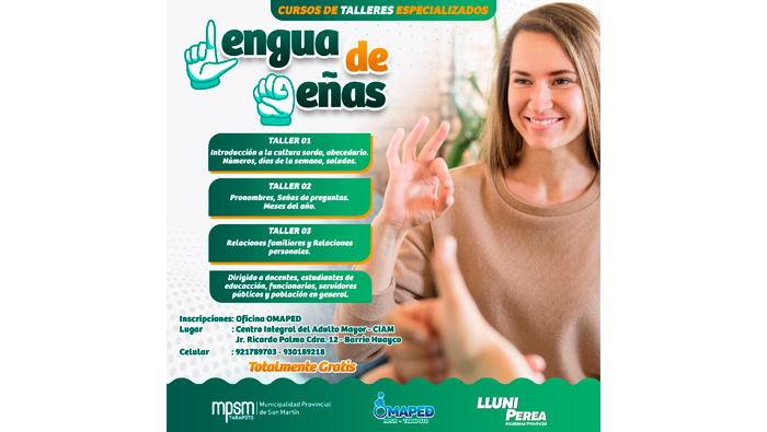 OMAPED invita a los Talleres de EspecializaciΓ³n en Lengua de SeΓ±as totalmente gratis.
