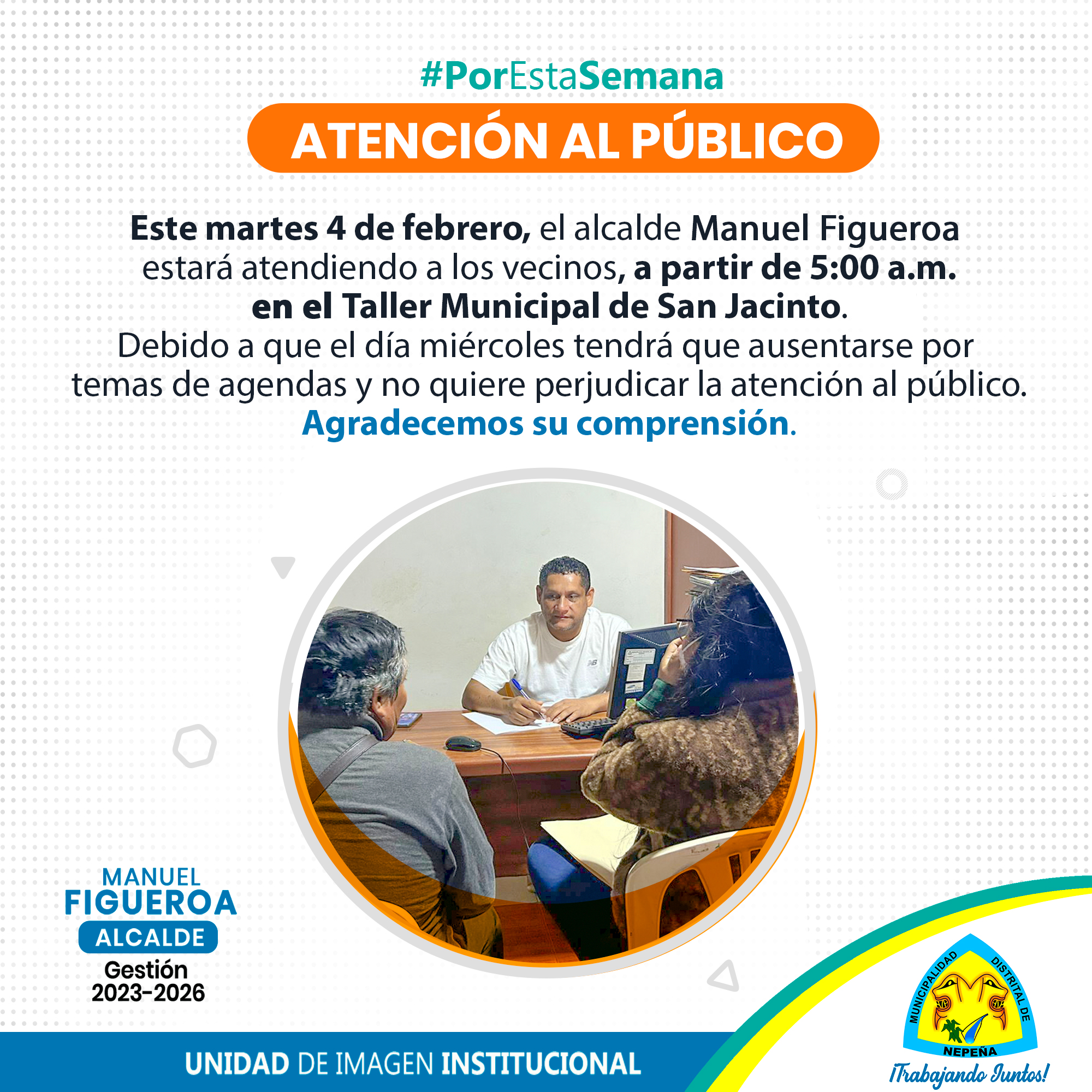 Comunicado sobre la atención del alcalde a la población del distrito se Nepeña